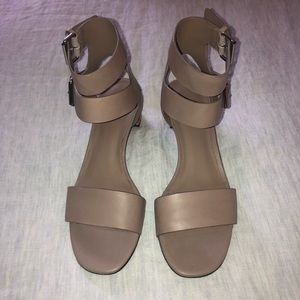 Vince Gray Leather Double Ankle Strap Sandals